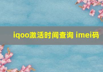 iqoo激活时间查询 imei码